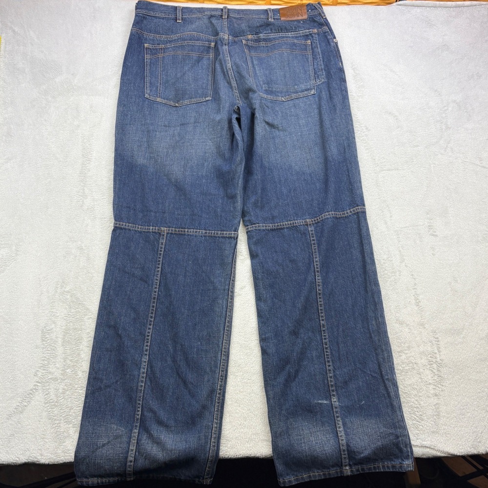 Sean John Jeans Mens 38x36 Blue Embroidered Baggy Wide Leg Vintage Y2K Hip Hop